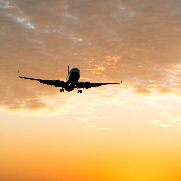 istock An airplane flying at sunset 1148575401