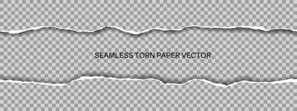 Vector illustration of Realistic illustration of wide seamless torn paper with space for text isolated on transparent background - vector