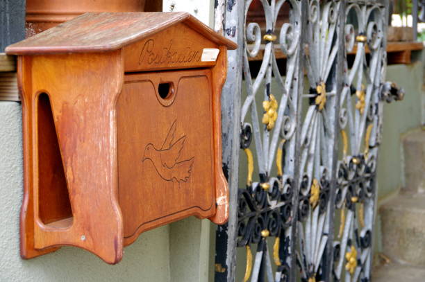 istock Mailbox made of wood in retro style 1148579585