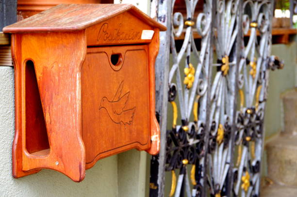 istock Mailbox made of wood in retro style 1148579597