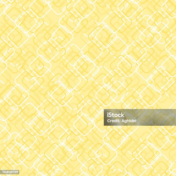 Yellow Colour Rounded Edges Square Shapes With Round Corners Vector Seamless Pattern Simple Yellow ...