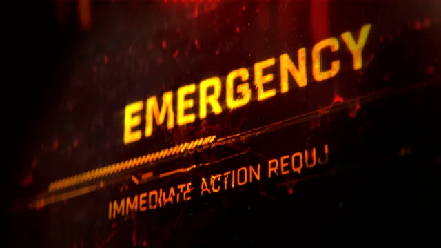 Emergency, immediate action required, alert, warning sign, message on screen