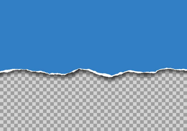 realistische illustration von blau zerrissenem papier mit platz für text isoliert auf transparentem hintergrund-vektor - am rand stock-grafiken, -clipart, -cartoons und -symbole