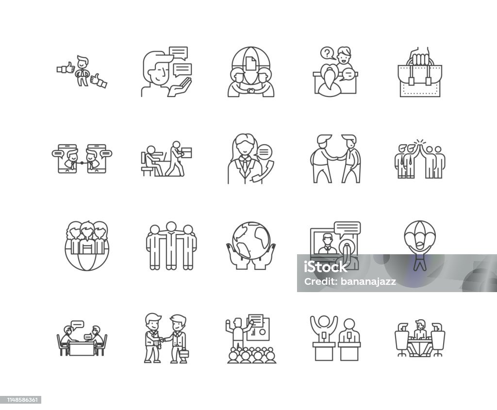 Business ethics line icons, signs, vector set, outline illustration concept Business ethics line icons, linear signs, vector set, outline concept illustration Icon Symbol stock vector