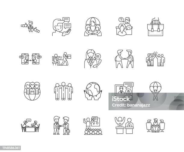 Business Ethics Line Icons Signs Vector Set Outline Illustration Concept Stock Illustration - Download Image Now