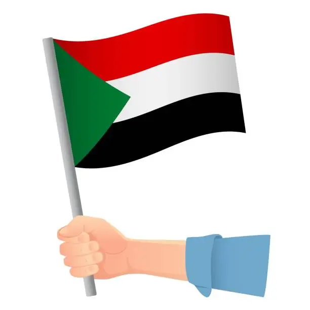Vector illustration of flag in hand