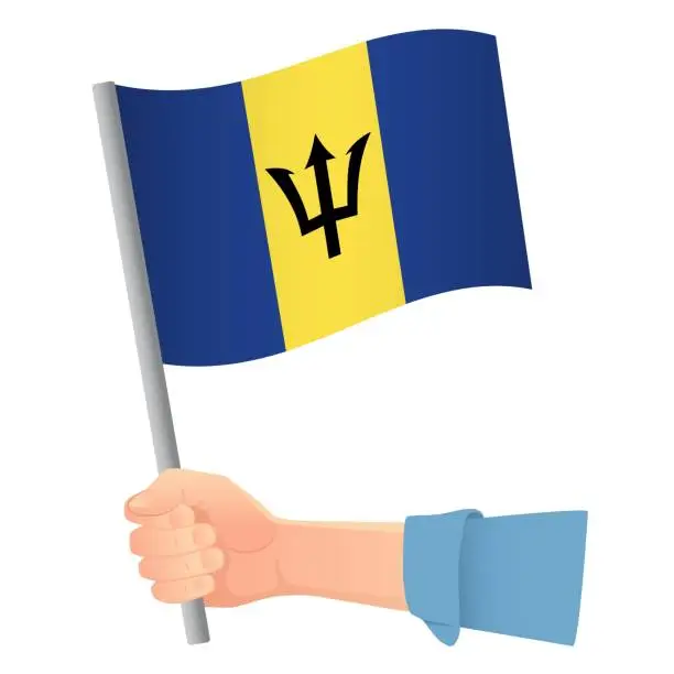 Vector illustration of flag in hand