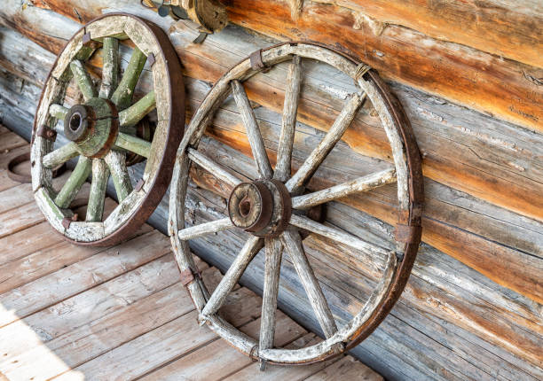 istock Old wooden broken wagon wheels 1148587896