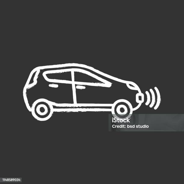 Smart Car In Side View Icon Stock Illustration - Download Image Now - Autonomous Technology, Car, Chalk Drawing
