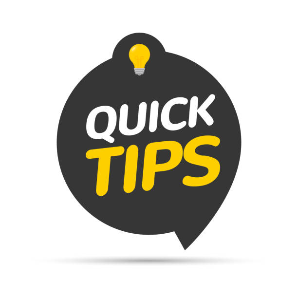 ilustrações de stock, clip art, desenhos animados e ícones de quick tips icon badge. top tips advice note icon. idea bulb education tricks - 10 secunda ou maior