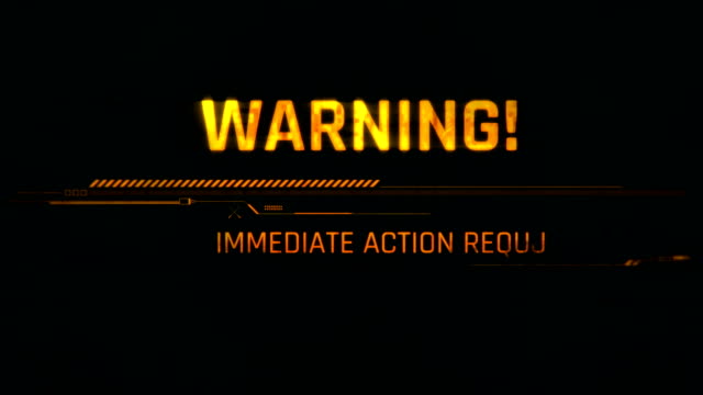 System alert, warning, immediate action required text on screen, notification