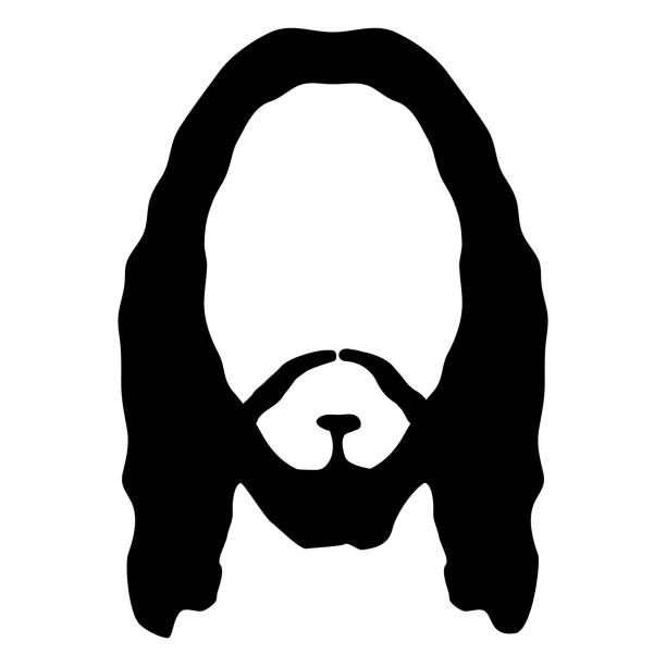 Jesus face beard hair head. Christ son God silhouette avatar man. Religion bible person Jesus face beard hair head. Christ son God silhouette avatar man. Religion bible person. long beard stock illustrations