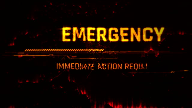 System alert, emergency, immediate action required text on screen, notification