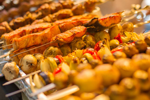 istock Veggie shashlik from fish and vegetables 1148595185