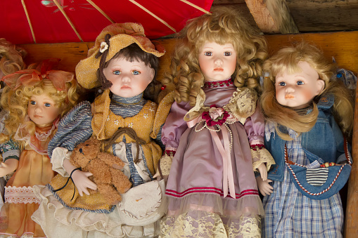 Antique antique dolls in the attic