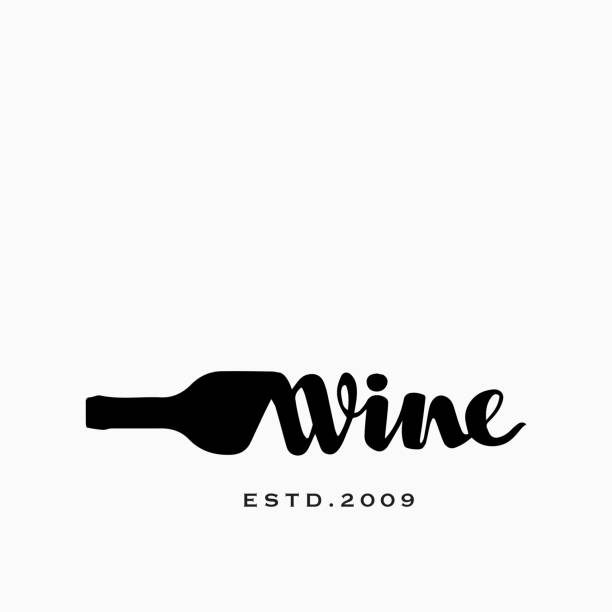 와인의 병 및 코르크를 손으로 그린 된 벡터 아이콘 개념 포도주가 게 - wine bottle wineglass wine bottle stock illustrations