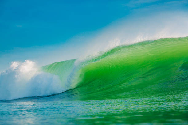 istock Big green wave in ocean. Breaking wave in Bali 1148599355