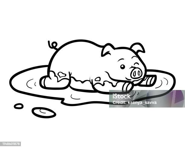 Coloring Book Pig Stock Illustration - Download Image Now - Animal, Black Color, Book