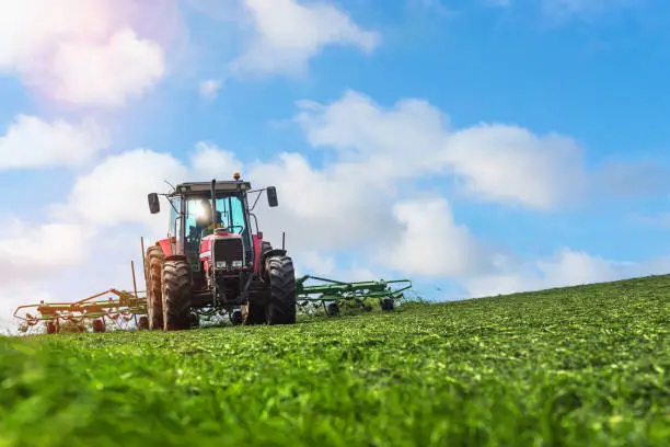 farmer preparing the harvest of hay