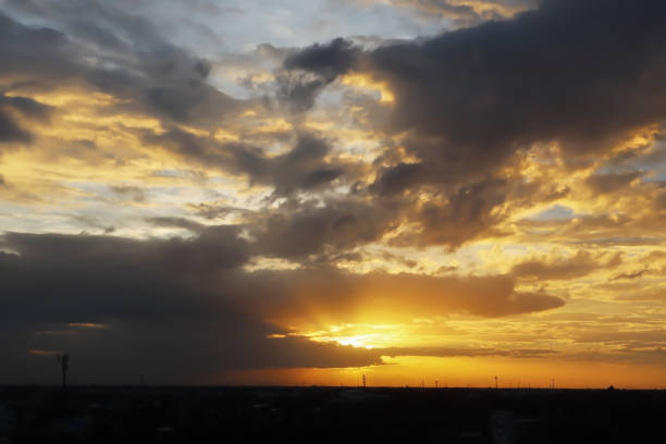 Dramatic atmosphere panorama view of tropical beautiful twilight sky and clouds background in summer.