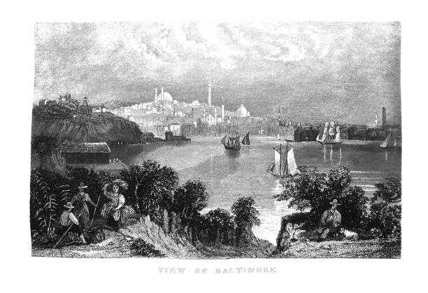 istock First Century United States illustrations - 1873 - View of Baltimore - Maryland 1148609164