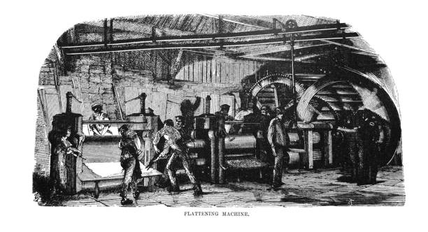 istock First Century United States illustrations - 1873 - Flattening Machine - Iron workers 1148609211