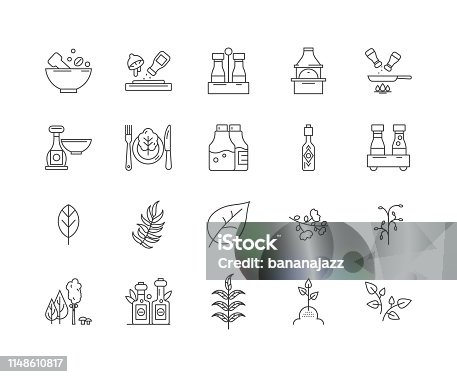 istock Herbs and spices line icons, signs, vector set, outline illustration concept 1148610817