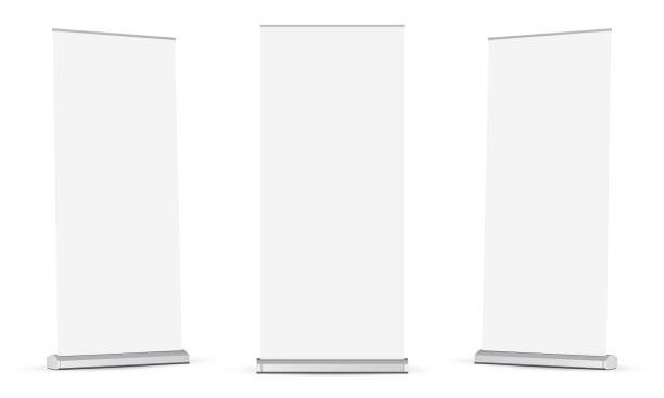 白い背景に分離されたロールアップバナーのモックアップのセット - バナー看板点のイラスト素材／クリップアート素材／マンガ素材／アイコン素材