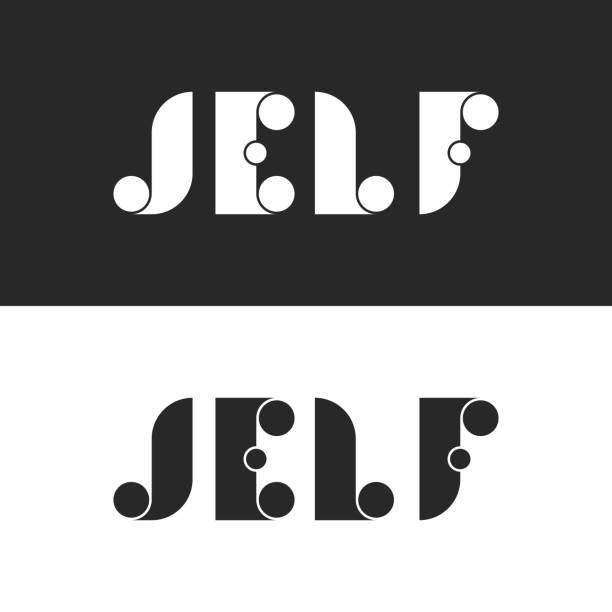 サークル j、e、l、f ロゴのモックアップと太字の文字を設定し、名刺のコレクションのアイデンティティエンブレム - letter j点のイラスト素材／クリップアート素材／マンガ素材／アイコン素材
