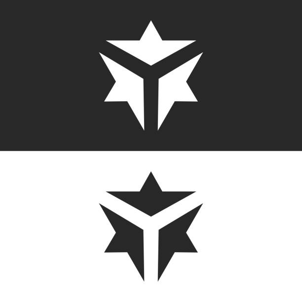 trzy zbieżne strzałki tworzące literę y i geometryczny kształt abstrakcyjnego logo sześcianu - letter y stock illustrations