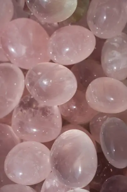 tumbled Rose Quartz gem stone as mineral rock specimen