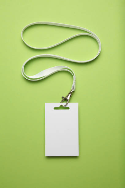 istock Blank badge, Name Tag mockup isolated on green background 1148622416