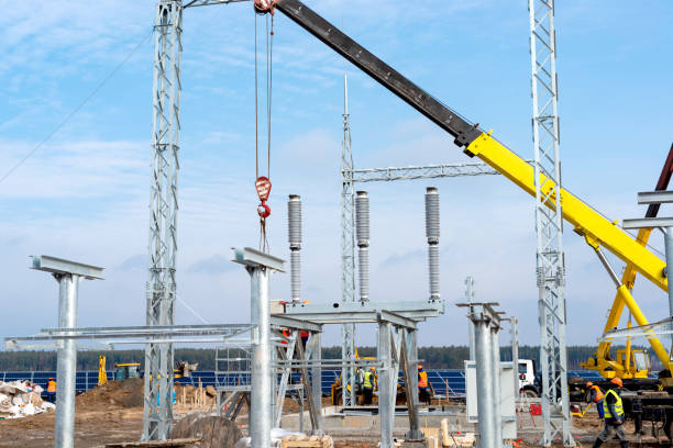 istock Construction of electrical substation and equipment installation 1148622965