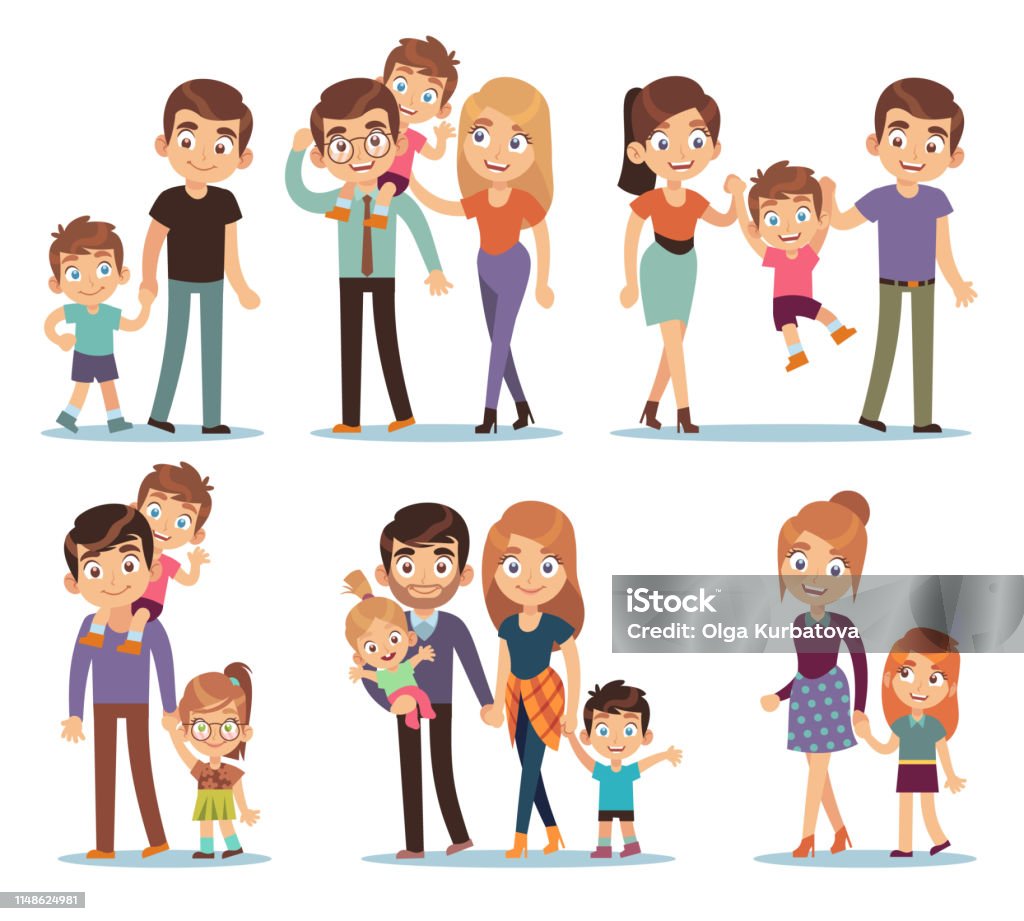 Family Characters Happy Traditional Families People Relationship Mother  Father Kids Grandma Grandpa Pet Colorful Cartoon Vector Set Stock  Illustration - Download Image Now - iStock