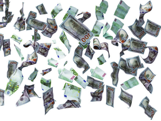 istock New one hundred dollars and one hundred euro banknotes fall on the floor 3d render on white background no shadow 1148625653