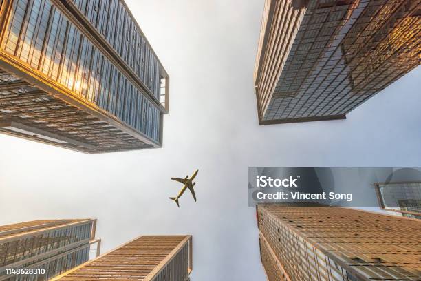 Corporate Buildings Stock Photo - Download Image Now - Abstract, Airplane, Architecture
