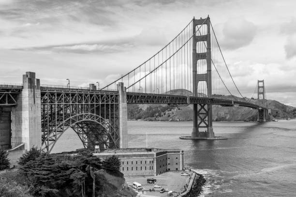 istock Golden Gate perspective, black and white 1148628613