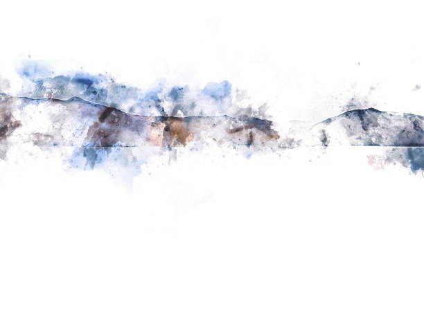 istock Abstract mountains watercolor painting on white background 1148629570