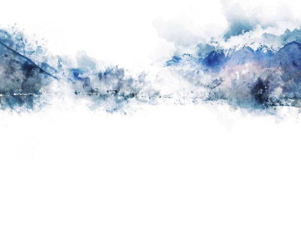 istock Abstract mountains watercolor painting on white background 1148629810
