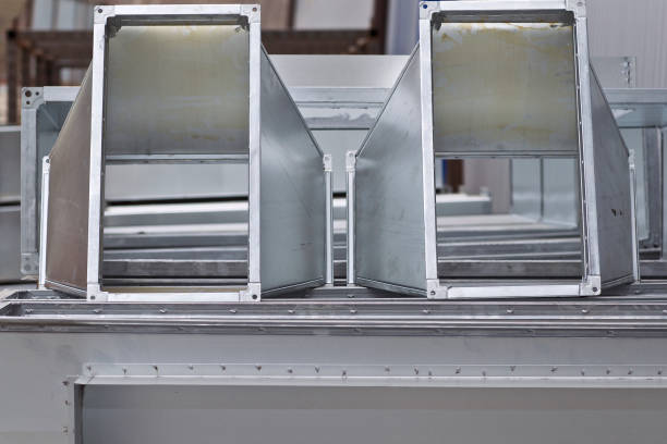 istock Elements and parts made of galvanized sheet for various ventilation systems 1148631366