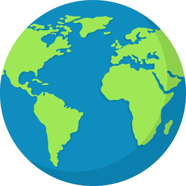 toprak küre beyaz arka planda izole. dünya haritası. dünya simgesi. tasarım, web için temiz ve modern vektör illüstrasyon. - globe stock illustrations