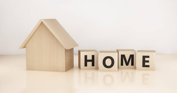 istock Real estate concept wooden cubes 3D render 1148633773