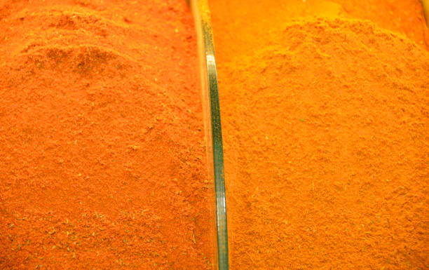 istock Chili pepper powder in the glass boxes on the bazaar 1148634206