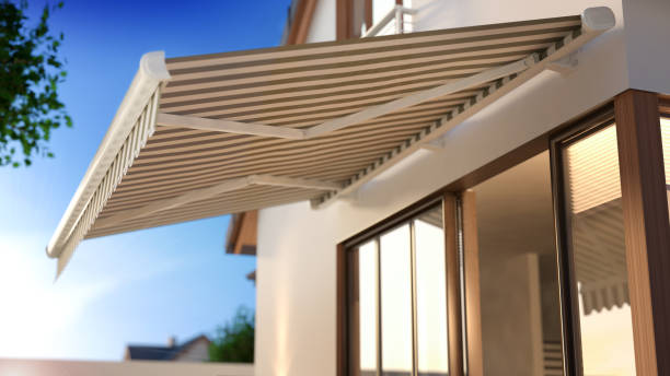Windows and Awning 3d illustration awning stock pictures, royalty-free photos & images