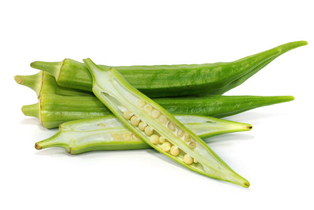 istock Fresh okra cut out with isolated background 1148634925