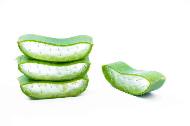 istock Aloe vera sliced isolated on white background 1148635044