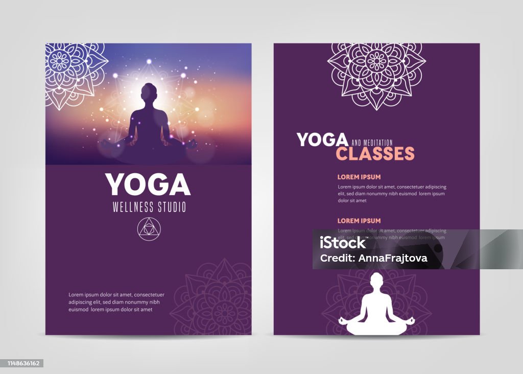 Wellness Studio Brochure Template Wellness and Yoga Studio Brochure Template Yoga stock vector