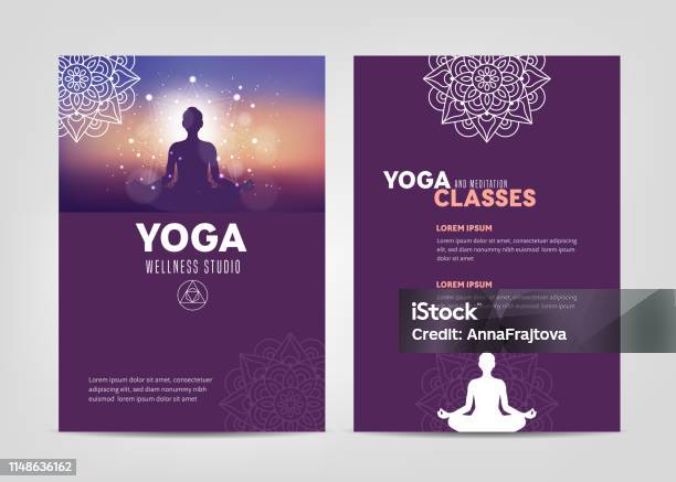 Wellness Studio Brochure Template Stock Illustration - Download Image Now - Yoga, Flyer - Leaflet, Zen-like