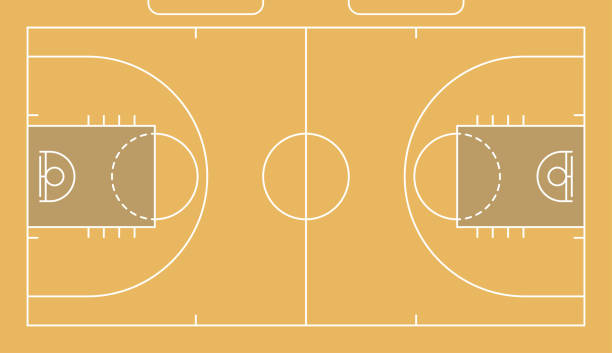 istock Basketball court with wooden floor. View from above and perspective, isometric view. 1148637851