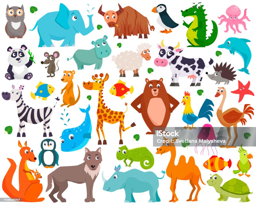 Set Of Cute Cartoon Animals Stock Illustration - Download Image Now - African Buffalo, Animal, Animal Wildlife - iStock Set Of Cute Cartoon Animals Stock Illustration - Download Image Now - African Buffalo, Animal, Animal Wildlife - iStock